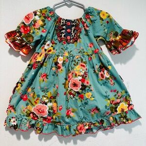 Floral Kids Dress with Ruffle Sleeves